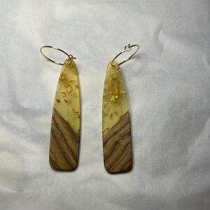 Gold and Brown Dangle Earrings